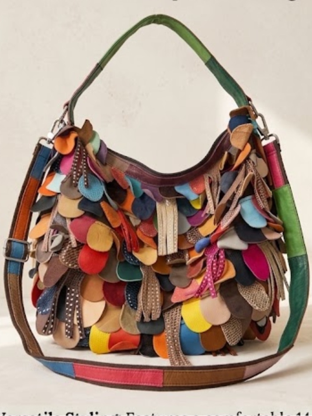 Artisanal Multi-Color Leather Patchwork Shoulder Bag Crossbody Bag